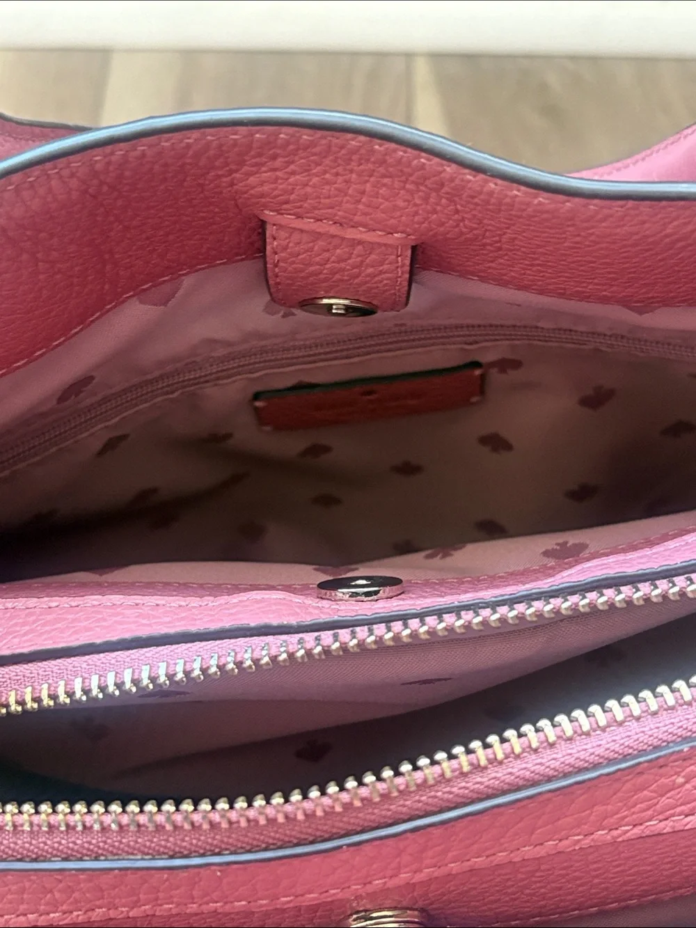 kate spade Rose deep Pink Pebbled Leather Satchel/crossbody with Wallet